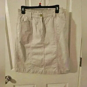 L.L.Bean Khaki Claasic Fit Straight Midi Skirt Size 8